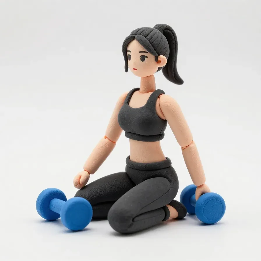 A woman performing tricep dips on a bench to tone flabby arms.