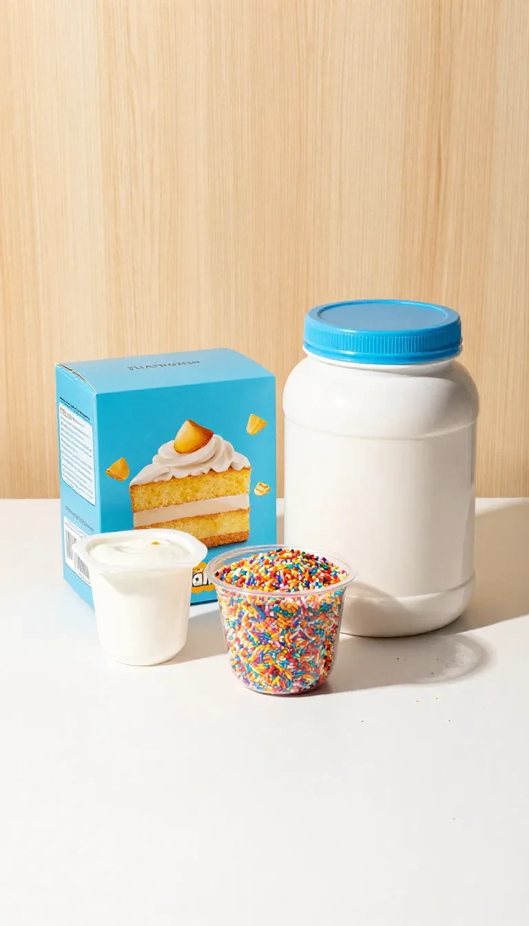 A colorful dot cake made with high-protein ingredients, served on a white plate.