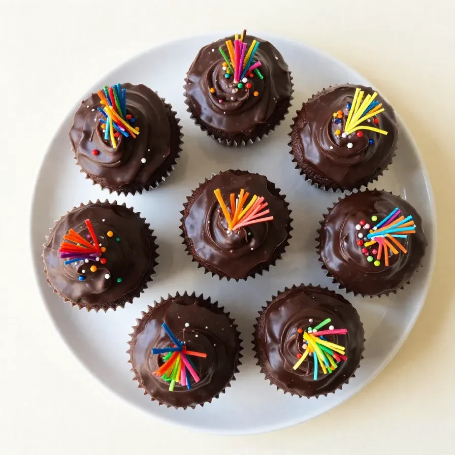Decorative cupcake graduation caps with edible tassels and chocolate squares.