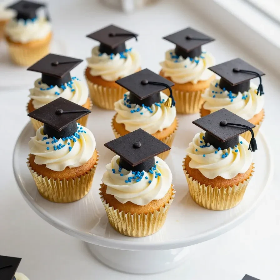 A close-up of a black graduation cap with a golden tassel placed on a wooden table.