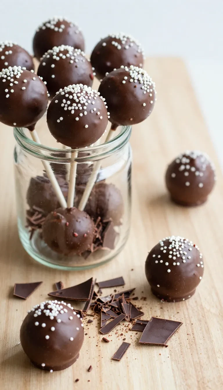Homemade Starbucks-inspired cake pops displayed on a wooden table