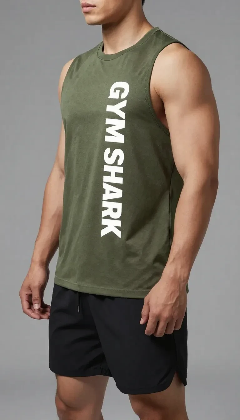 Athleisure muscle tee displayed on a model during summer training session