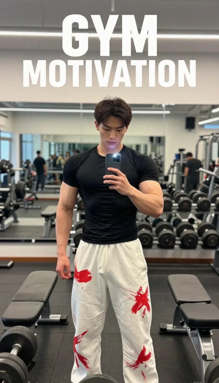 A man wearing a compression tee showcasing his gym aesthetic outfit
