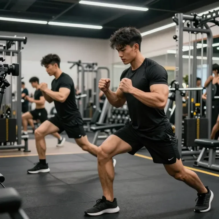 A person wearing a stylish gym outfit while lifting weights in a modern gym