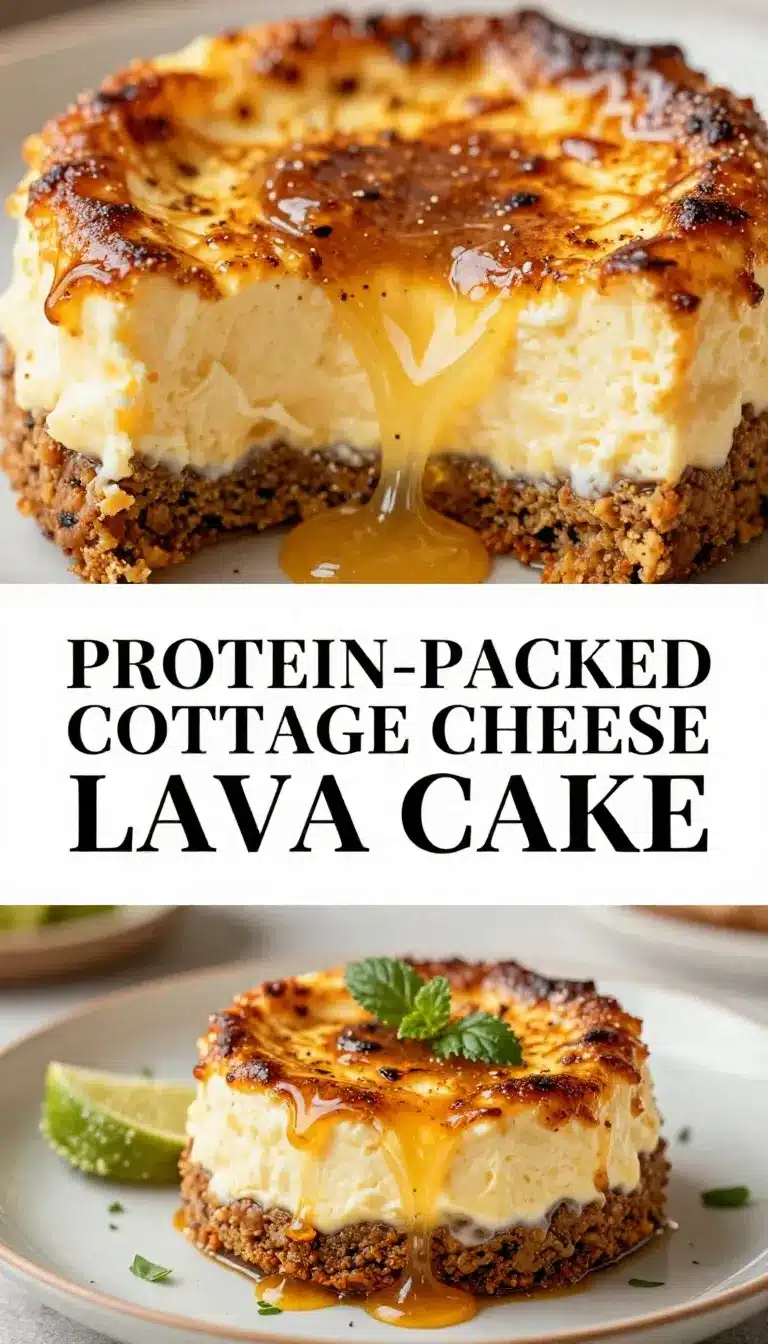 A close-up of a molten lava cake made with cottage cheese, oozing chocolate filling.