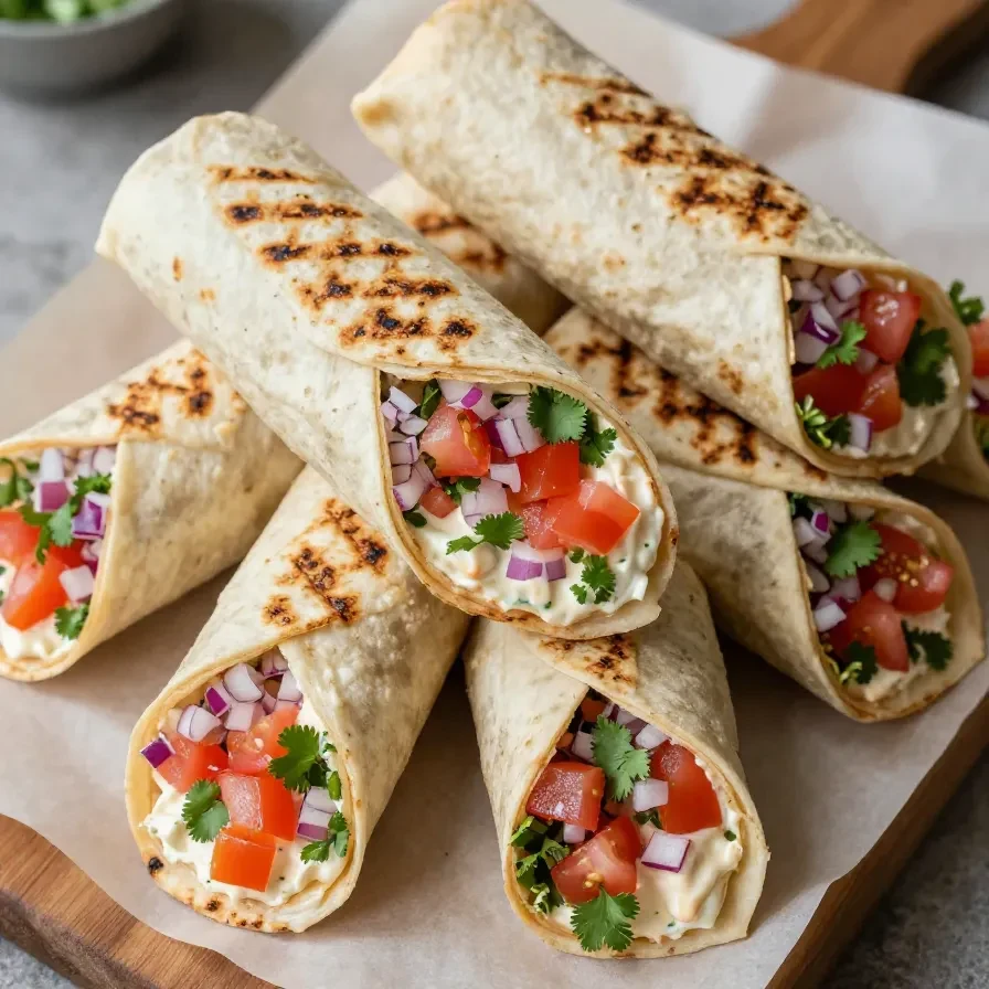 Grilled chicken burrito filled with chipotle ranch sauce, fresh vegetables, and wrapped in a flour tortilla