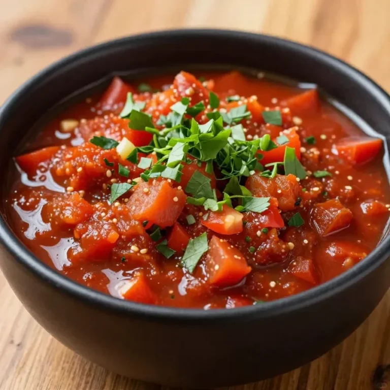 A bowl of freshly roasted salsa surrounded by tomatoes, peppers, and herbs.