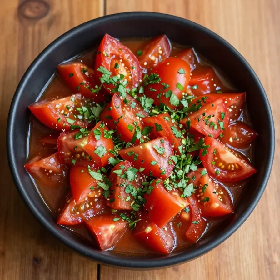 A bowl of freshly roasted salsa surrounded by tomatoes, peppers, and herbs.