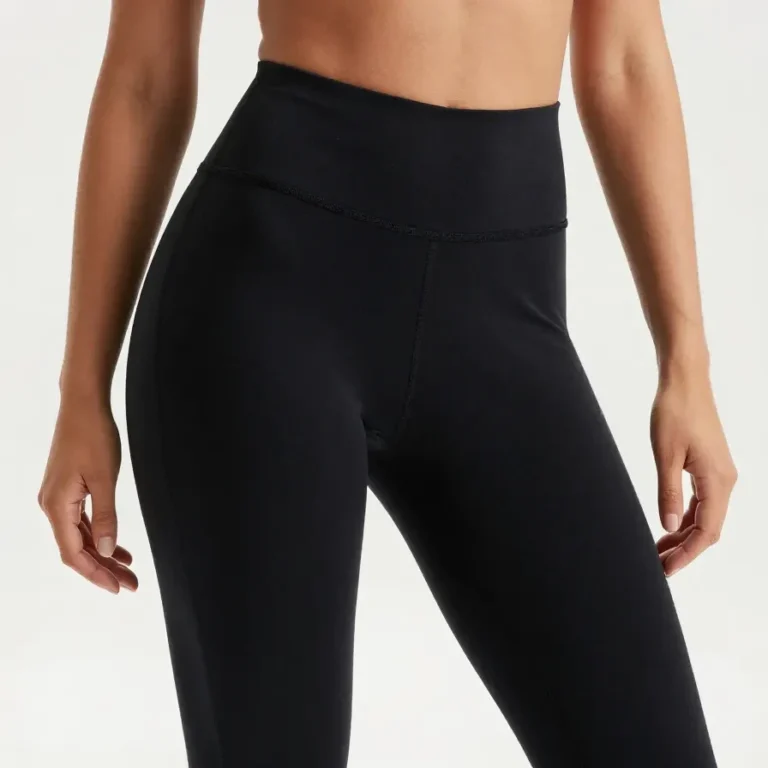 Close-up view of Micro Legacy Legging in Onyx Black, showcasing the fabric texture and design