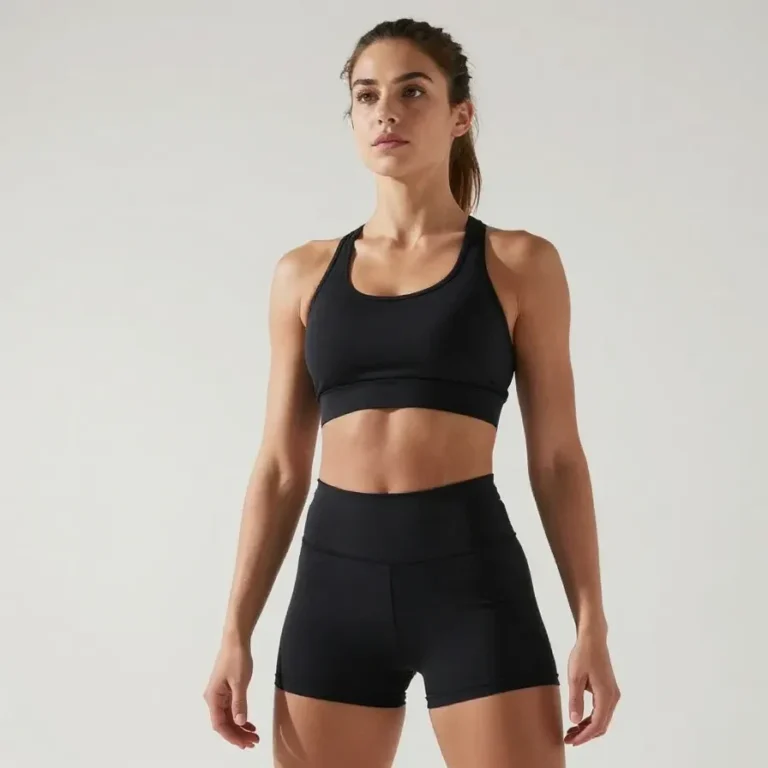 Model wearing the Serenity Active Zip Tank in Black during a workout session